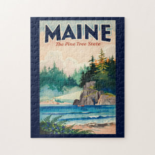 Maine Leuchtturm-Malerische Illustration Reise Kun Puzzle