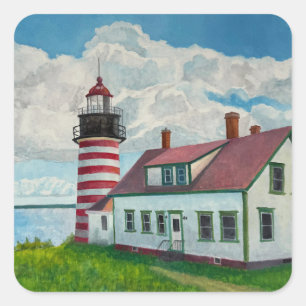 Maine-Leuchtturm Quadratischer Aufkleber