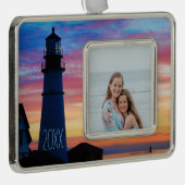 Maine-Leuchtturm Rahmen-Ornament Silber (Rechts)