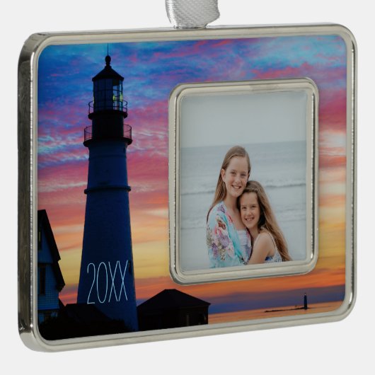 Maine-Leuchtturm Rahmen-Ornament Silber (Rechts)