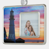 Maine-Leuchtturm Rahmen-Ornament Silber (Links)