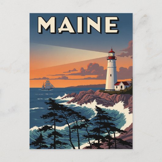 Maine Leuchtturm Reise Postkarte (Vorderseite)
