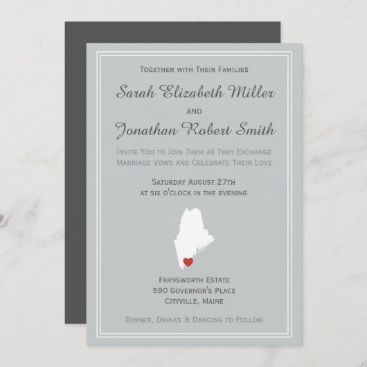 Maine Liebe - individuelle Einladung zur Hochzeit (Vorne/Hinten)