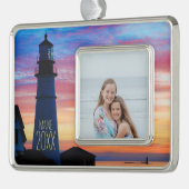 Maine Lighthouse Foto Rahmen-Ornament Silber (Links)