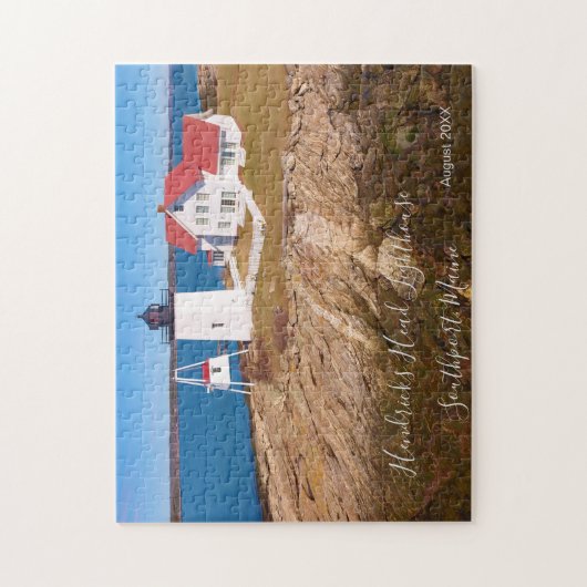 Maine Lighthouse Hendricks Head Datum besucht Puzzle (Vertikal)