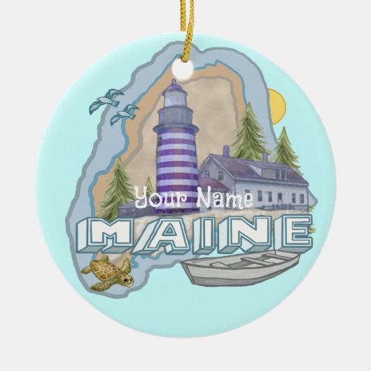 Maine Lighthouse Keramik Ornament (Vorne)