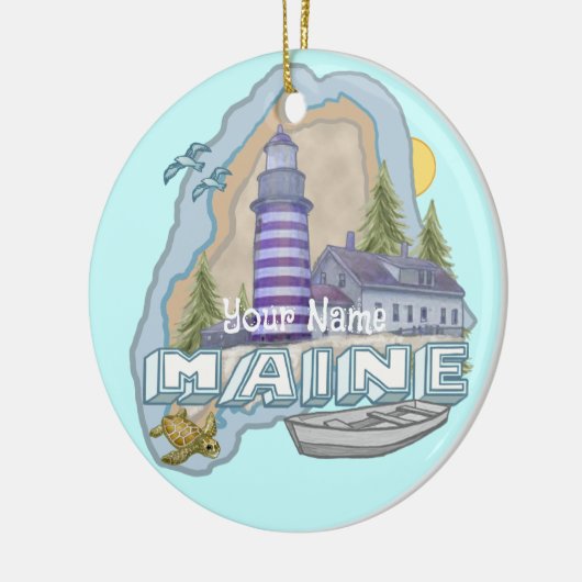 Maine Lighthouse Keramik Ornament (Links)