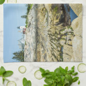 Maine Lighthouse Pemaquid Point Blue Geschirrtuch (Gefaltet)