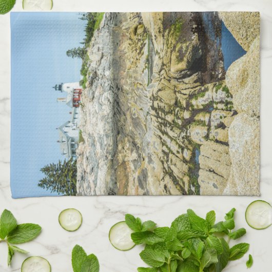 Maine Lighthouse Pemaquid Point Blue Geschirrtuch (Gefaltet)