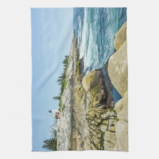 Maine Lighthouse Pemaquid Point Blue Geschirrtuch (Vertikal)