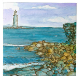 Maine Lighthouse Rocky Coastline Ozean Fliese