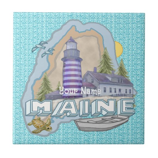 Maine Lighthouse Tile Fliese (Vorderseite)