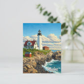 Maine Lighthouse Travel Postkarte (Stehend Vorderseite)