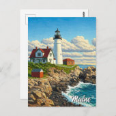 Maine Lighthouse Travel Postkarte (Vorne/Hinten)