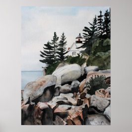 Maine Lighthouse Wasserfarben Archival Print Poster