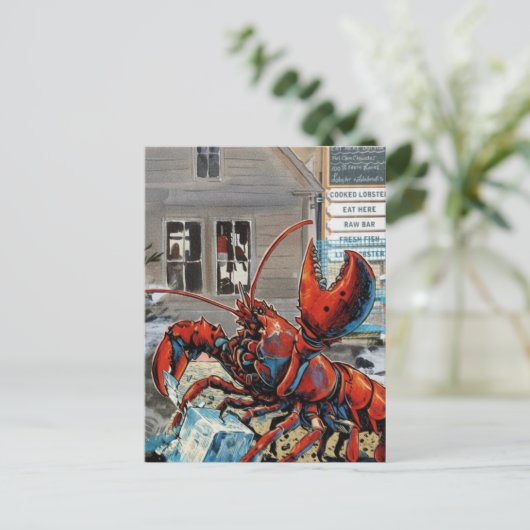 Maine Lobster Breaking Ice Cube Postkarte (Stehend Vorderseite)