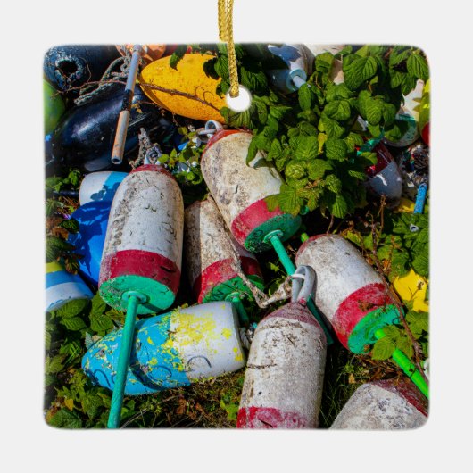 Maine Lobster Buoys Keramikornament (Vorderseite)