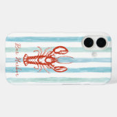 Maine Lobster Coastal Blue Streifen Case-Mate iPhone Hülle (Rückseite (Horizontal))