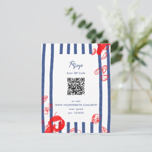 Maine Lobster Oysters Clams East Coast Wedding RSVP Karte (Stehend Vorderseite)