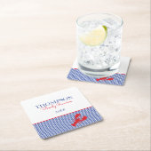 Maine Lobster Red Preppy Gingham Blue Custom Rechteckiger Pappuntersetzer (Vor Ort)