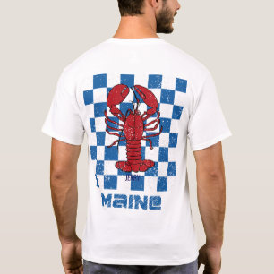 Maine Lobster Retro Störendes Checkerboard T-Shirt