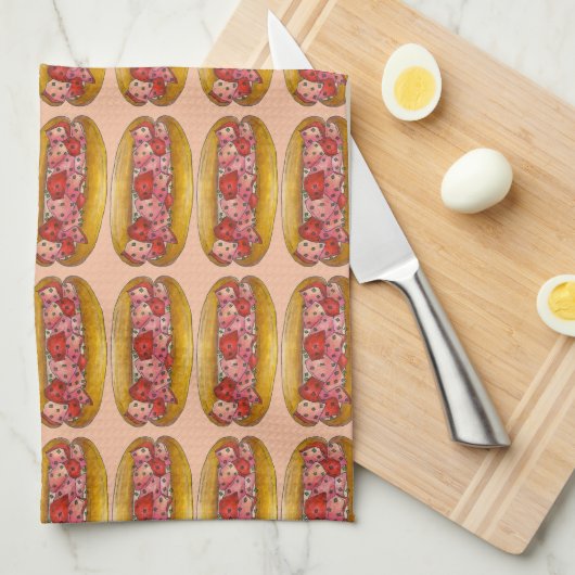 Maine Lobster Roll Sandwich Meeresfrüchte Drucktuc Handtuch (Viertel Falte)