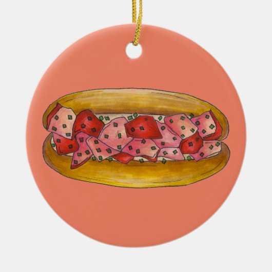 Maine Lobster Roll Sandwich Seafood Feinschmecker Keramikornament (Vorne)