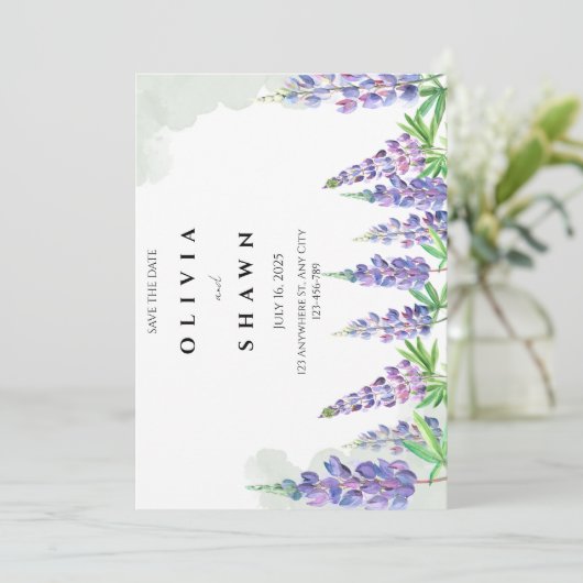 Maine lupin Hochzeit Speichern Sie das Datum der E Save The Date (Stehend Vorderseite)