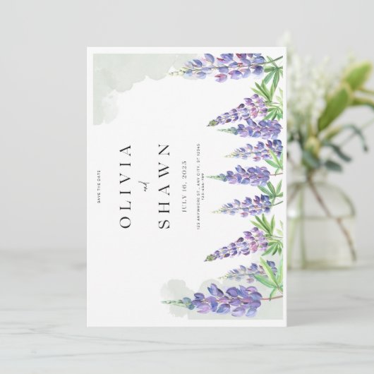 Maine lupin Hochzeit Speichern Sie das Datum der E Save The Date (Stehend Vorderseite)