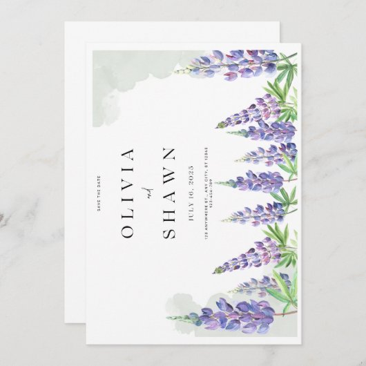 Maine lupin Hochzeit Speichern Sie das Datum der E Save The Date (Vorne/Hinten)