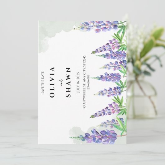 Maine lupin Hochzeit Speichern Sie das Datum der E Save The Date (Stehend Vorderseite)