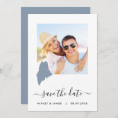 Maine Map Foto Hochfahren Speichern der Datumskart Save The Date (Vorne/Hinten)