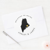 Maine Map Wedding Welcome Sticker Tag, Black Gold (Umschlag)