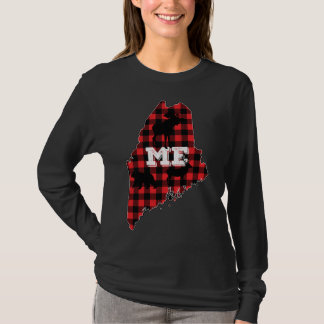 Maine ME Staat Red Kariert Fill Elche Jagd Christu T-Shirt