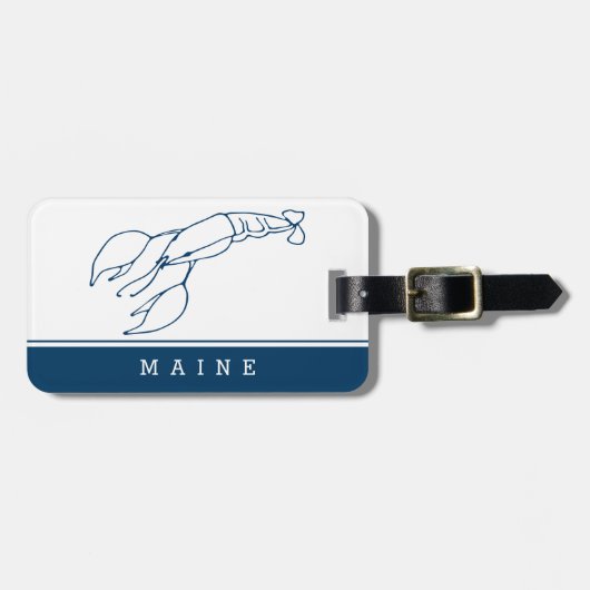 Maine - Minimal Blue Lobster - Custom Gepäckanhänger (Vorderseite horizontal)