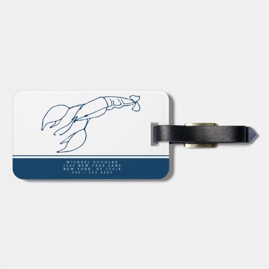 Maine - Minimal Blue Lobster - Custom Gepäckanhänger (Rückseite horizontal)