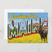 Maine Moose and Lighthouse Postkarte (Vorne/Hinten)