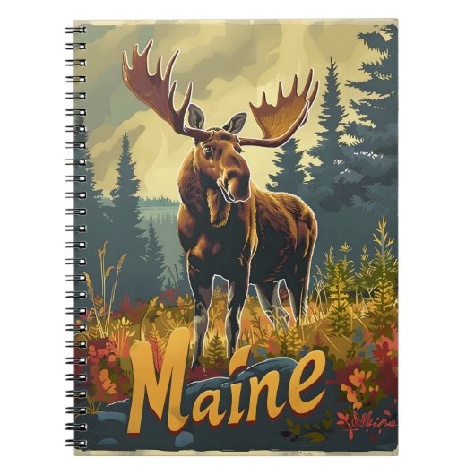 Maine Moose Vintag Notizblock (Vorderseite)