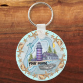 Maine Muscheln Lighthouse Schlüsselanhänger (Vorderseite)