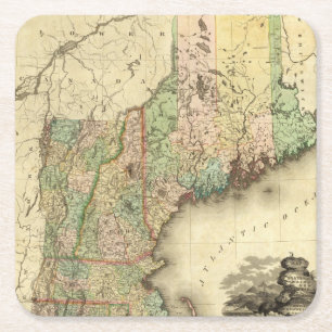 Maine, New Hampshire, Vermont, Massachusetts Rechteckiger Pappuntersetzer