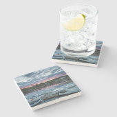 Maine, Newagen, Sonnenuntergang 2 2 Steinuntersetzer (Seitenansicht)