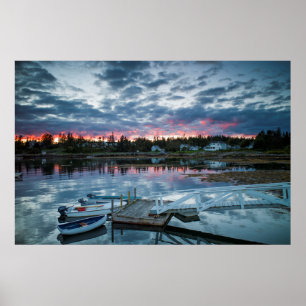 Maine, Newagen, Sonnenuntergang Hafen 2 2 Poster