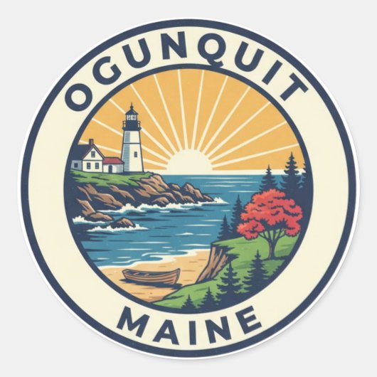 Maine Ogunquit Travel Runder Aufkleber (Vorderseite)