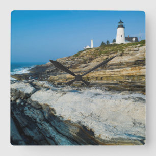 Maine, Pemaquid Point, Pemaquid Point Lighthouse Quadratische Wanduhr