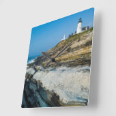 Maine, Pemaquid Point, Pemaquid Point Lighthouse Quadratische Wanduhr (Winkel)