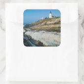Maine, Pemaquid Point, Pemaquid Point Lighthouse Quadratischer Aufkleber (Tasche)