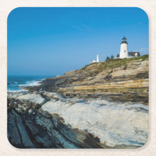 Maine, Pemaquid Point, Pemaquid Point Lighthouse Rechteckiger Pappuntersetzer