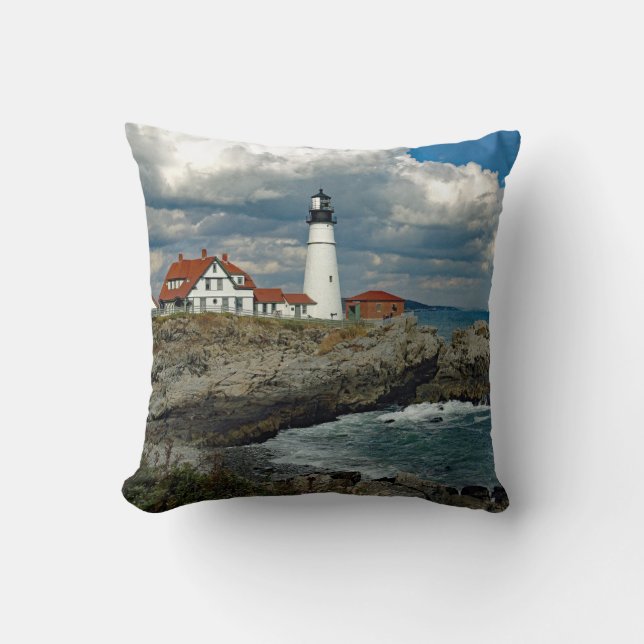 Maine Portland Head Lighthouse Foto Kissen (Vorderseite)