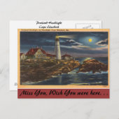 Maine, Portland Headlight, Cape Elisabeth Postkarte (Vorne/Hinten)