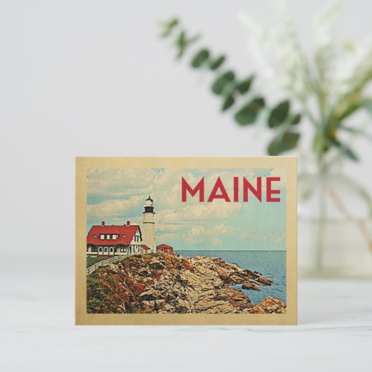 Maine Postcard Vintage Travel Postkarte (Stehend Vorderseite)